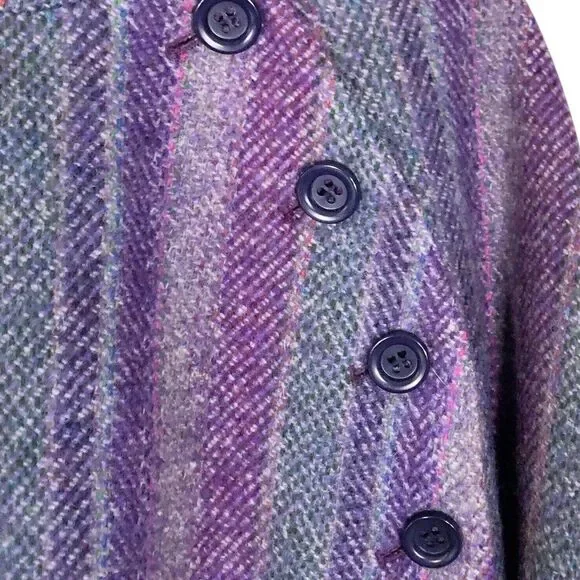 Jimmy Hourihan Cape 100% Pure New Wool Poncho Ireland Plaid Tweed Oversized OSFA - Picture 5 of 12